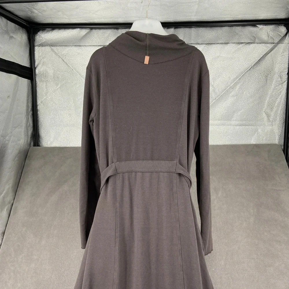Lunya Restoration Long Robe Charcoal Grey Wrap Front Belted Maxi Loungewear L/XL